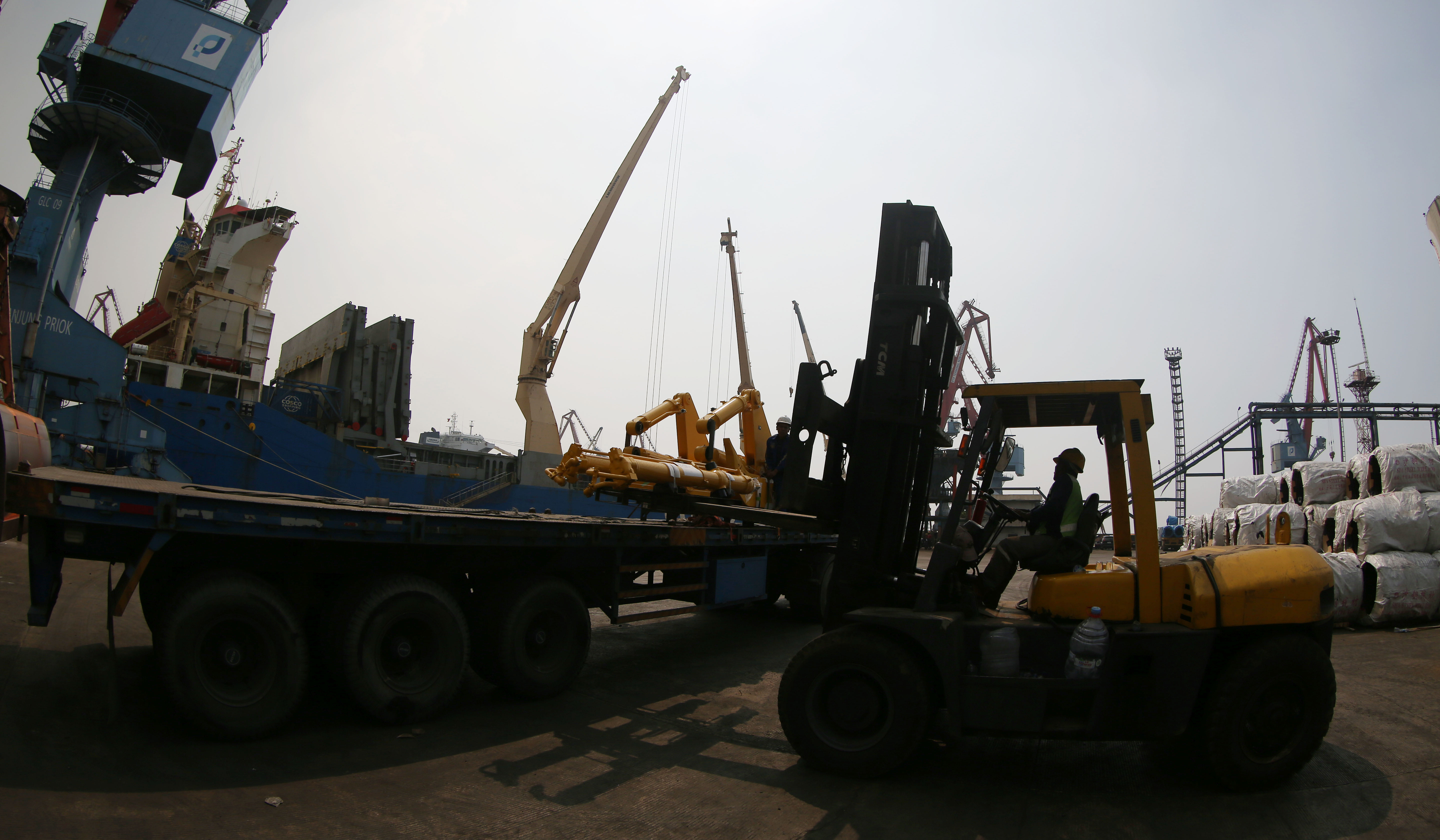 Aktivitas bongkar muat di Dermaga PTP Nonpetikemas Cabang Tanjung Priok, Jakarta. (Agus Priatna/SinPo.id)