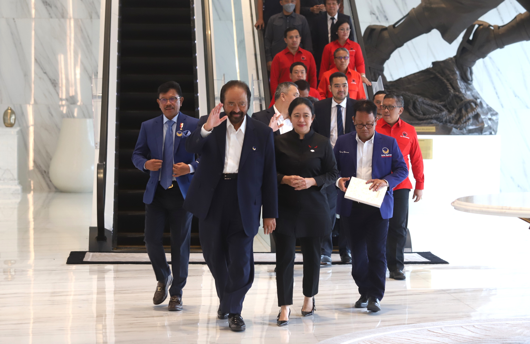 Ketua DPP PDIP Puan Maharani Mendatangi Tower Nasdem untuk bersilaturahmi kerja sama politik (Ashar/SinPo.id)