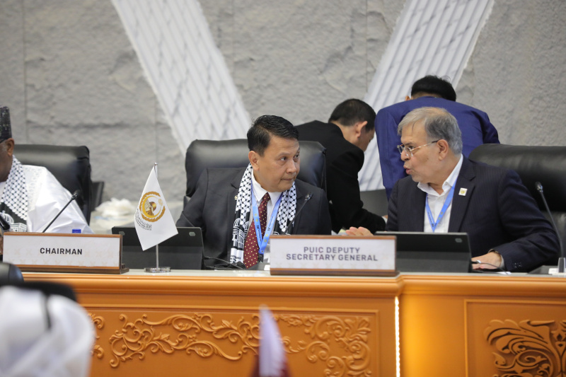 Ketua Badan Kerja Sama Antar-Parlemen (BKSAP) DPR RI, Mardani Ali Sera saat memimpin rapat komite Konferensi Ke-19 Uni Parlemen Negara Anggota Organisasi Kerja Sama Islam atau Parliamentary Union of the OIC (PUIC) tahun 2025 (Ashar/SinPo.id)