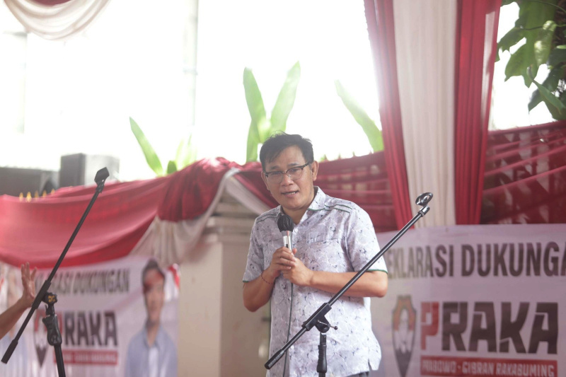 Relawan Praka Deklarasi mendukung paslon nomor urut 02 Prabowo-Gibran di pilpres (Ashar/SinPo.id)