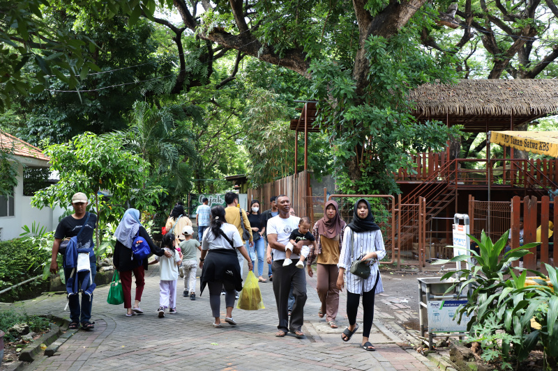 Ribuan pengunjung padati kebun binatang Surabaya di awal tahun 2025 (Ashar/SinPo.id)