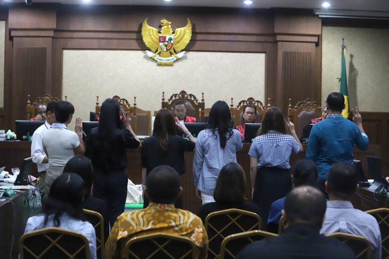 Artis Sandra Dewi menjadi saksi sidang lanjutan terdakwa Harvey Moeis di PN Tipikor (Ashar/SinPo.id)