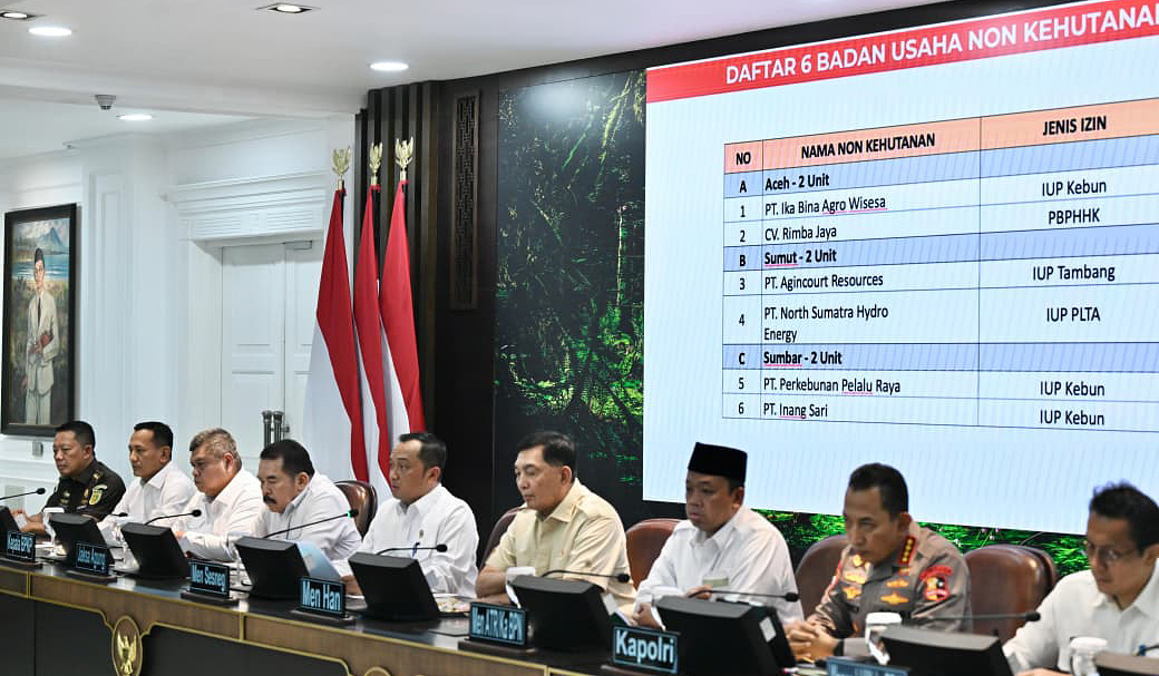 Konferensi pers satgas PKH. (Agus Priatna/SinPo.id/BPMI Setpres)