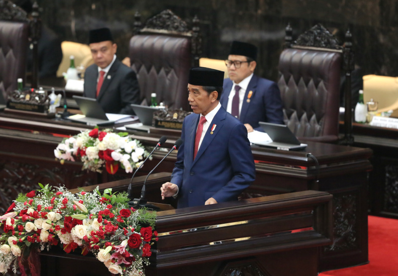 Sidang Paripurna DPR RI Masa Persidangan I Tahun 2023-2024 dengan pidato Presiden Jokowi pengantar RAPBN 2024 (Ashar/SinPo.id)