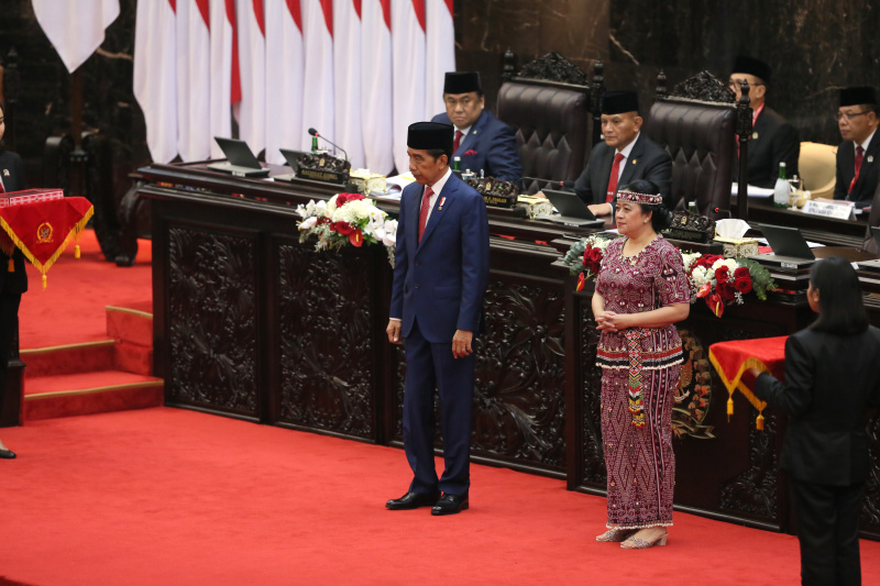 Sidang Paripurna DPR RI Masa Persidangan I Tahun 2023-2024 dengan pidato Presiden Jokowi pengantar RAPBN 2024 (Ashar/SinPo.id)