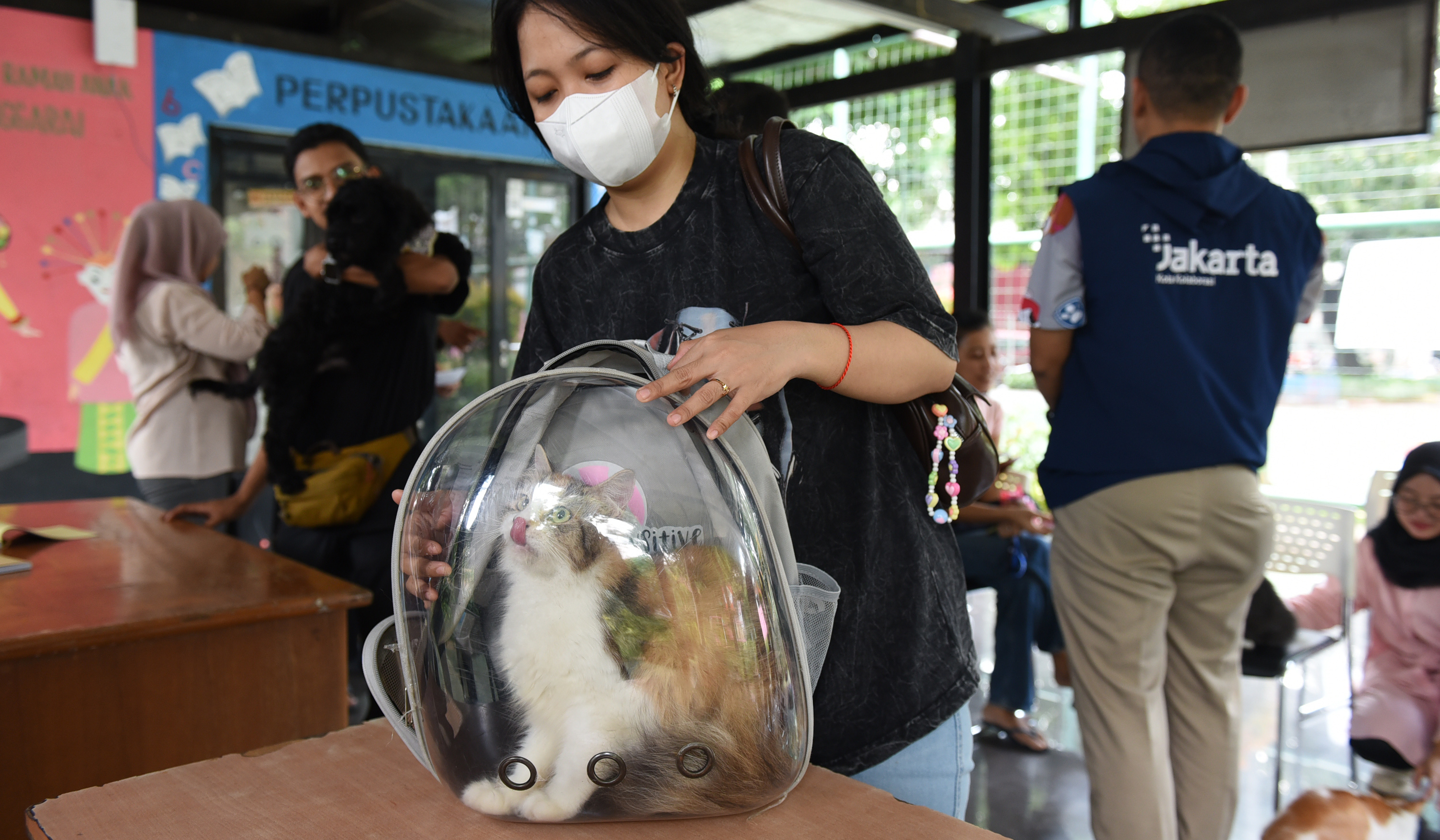 Pemberian vaksin rabies. (Agus Priatna/SinPo.id)