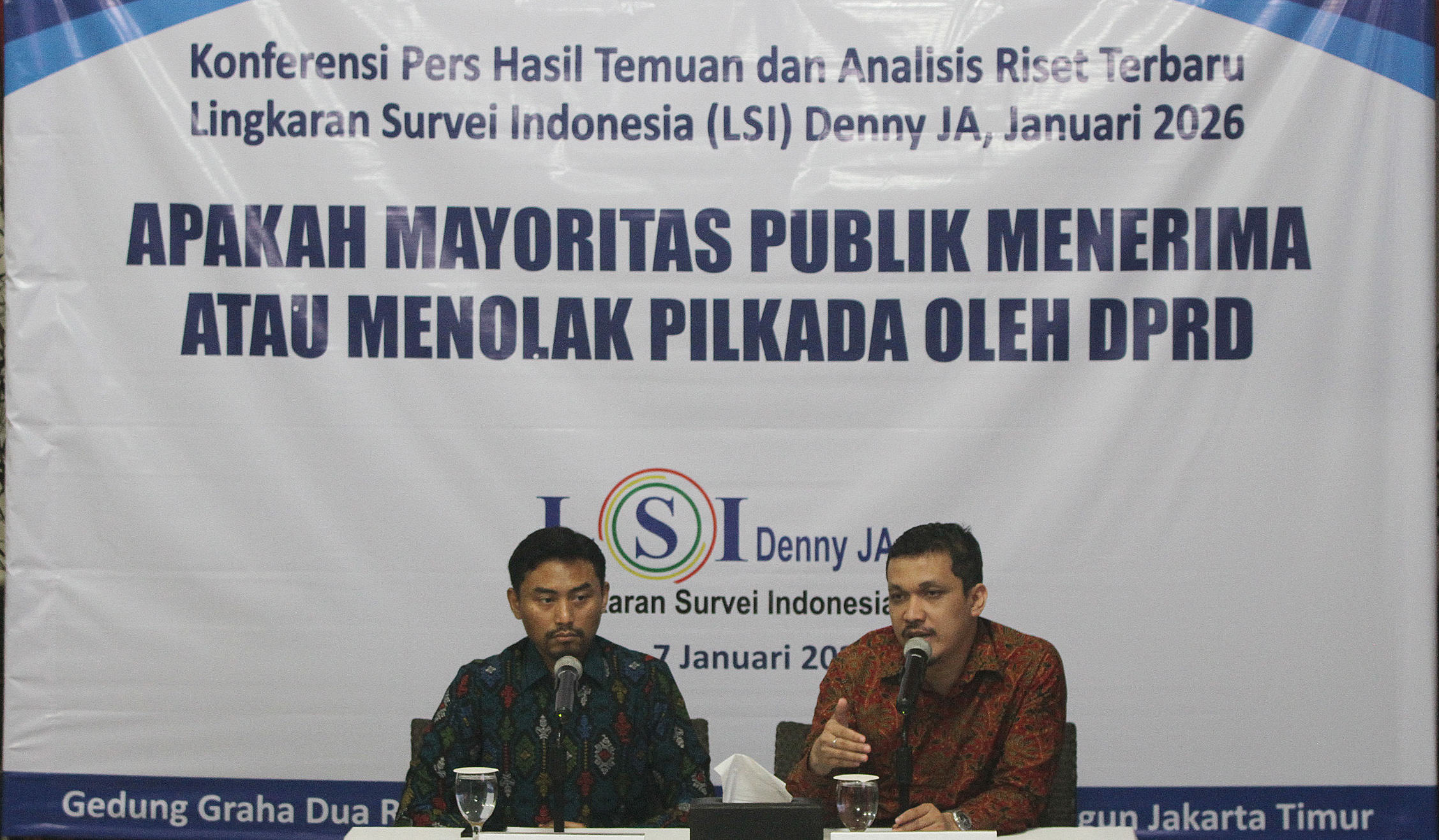 Konferensi pers LSI Denny JA. (Agus Priatna/SinPo.id)