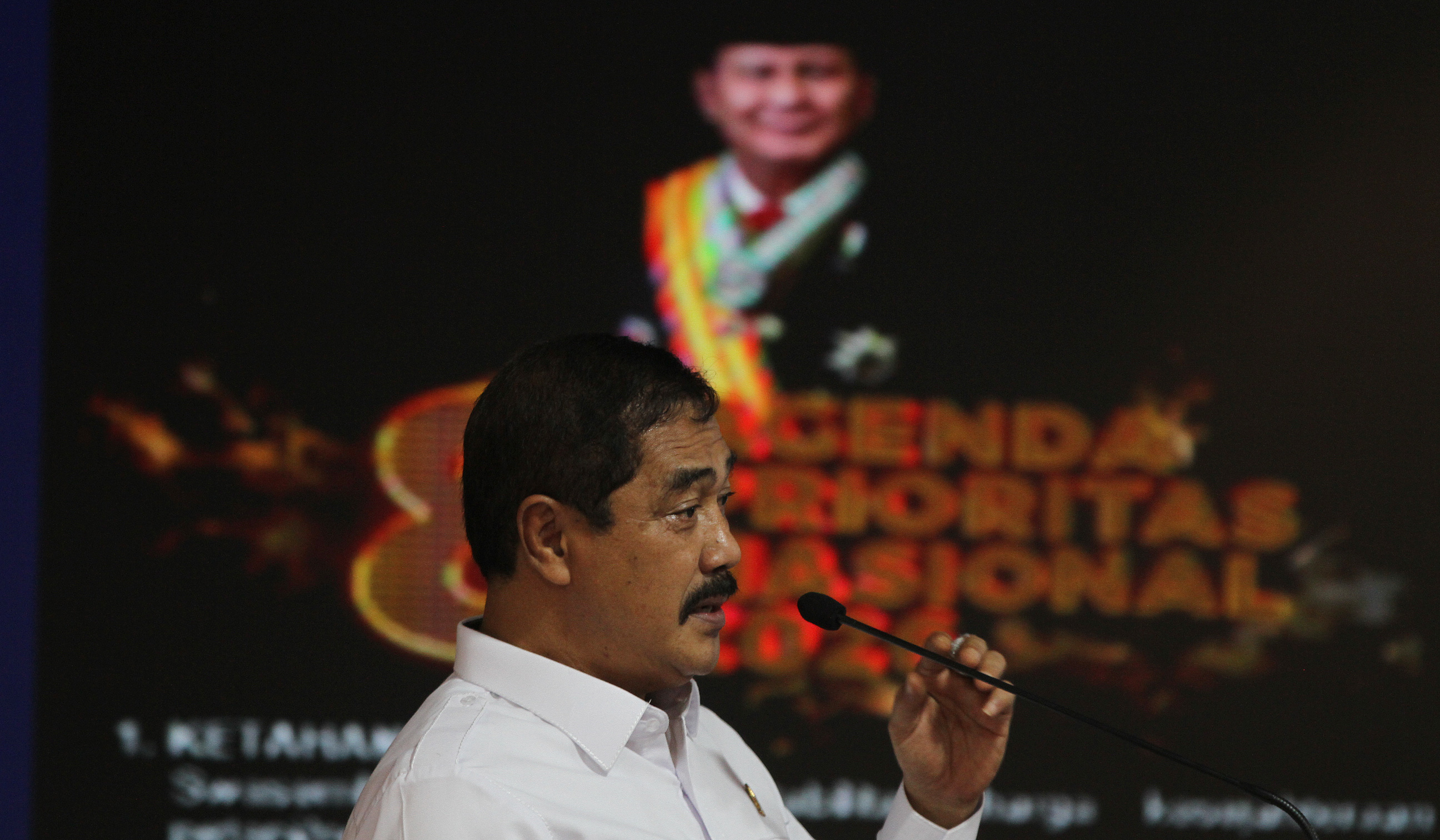 Menteri Imipas, Agus Andrianto, saat menggelar refleksi akhir tahun. (Agus Priatna/SinPo.id)