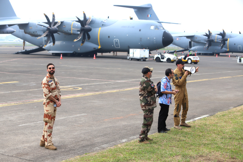 TNI-AU Prancis bawa pesawat Airbus A400M Atlas dan Pesawat Tempur Desault Rafale di Misi Pegase 2024 di Lanud Halim Perdanakusuma (Ashar/SinPo.id)