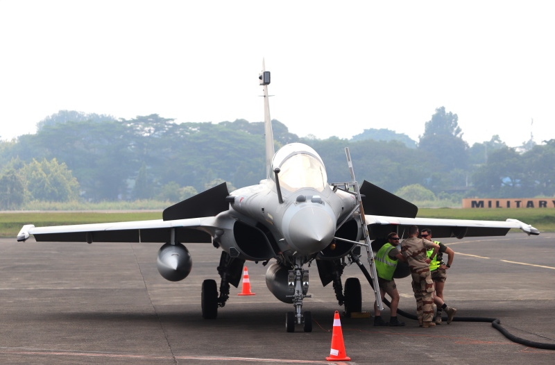 TNI-AU Prancis bawa pesawat Airbus A400M Atlas dan Pesawat Tempur Desault Rafale di Misi Pegase 2024 di Lanud Halim Perdanakusuma (Ashar/SinPo.id)