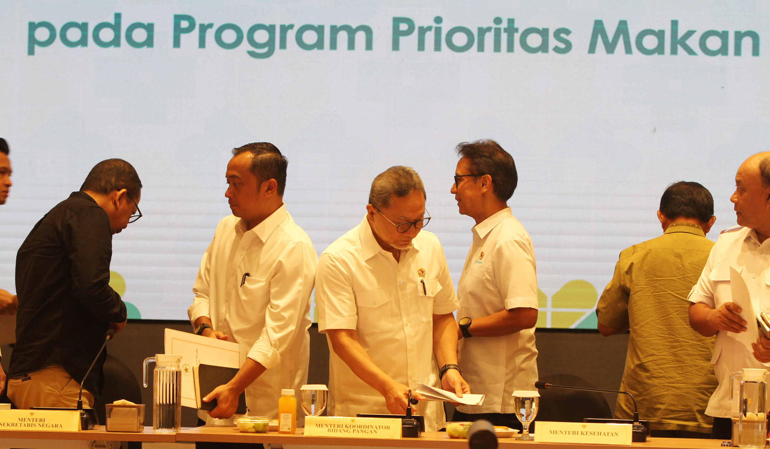 Konferensi pers program prioritas makan bergizi gratis. (Agus Priatna/SinPo.id)