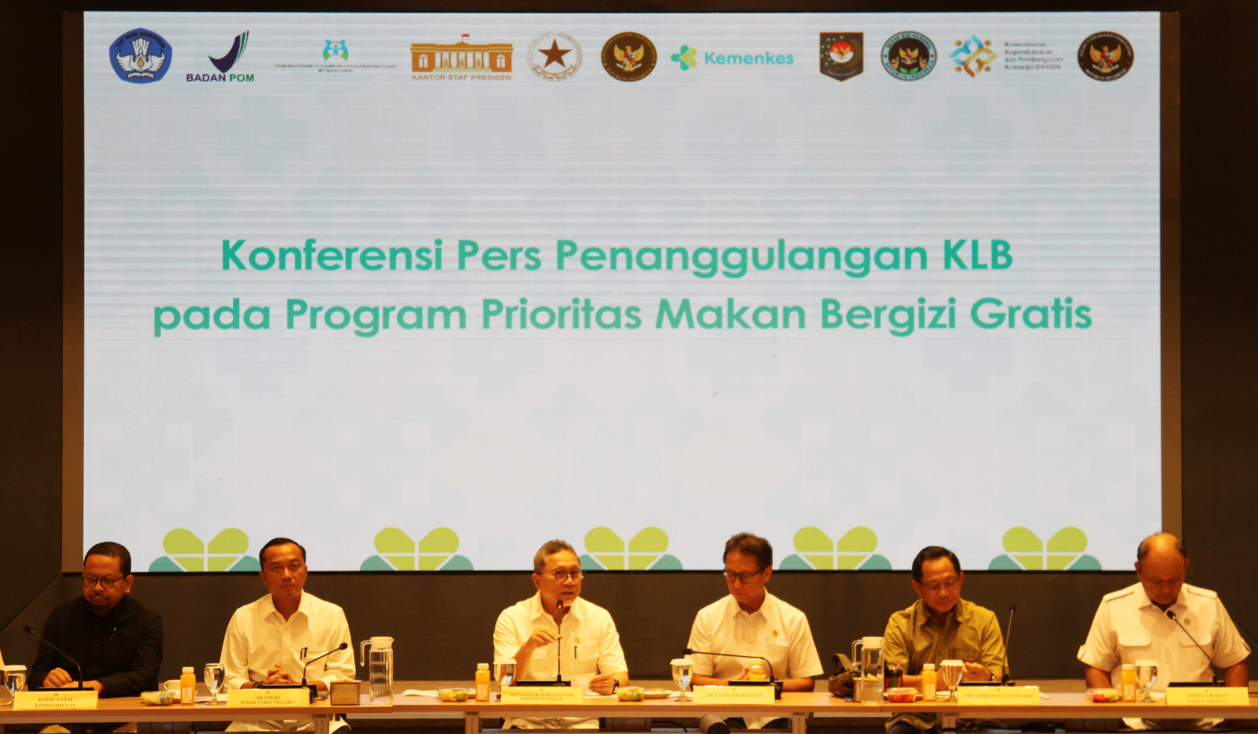 Konferensi pers program prioritas makan bergizi gratis. (Agus Priatna/SinPo.id)